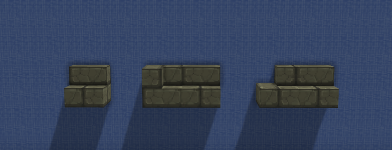 Stair blocks automatically connect to form corners when placed adjacent to each other